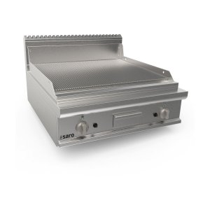 SARO Gasgriddleplatte 800mm breit Tischgerät gerillt Modell LQ / FTG4BBR