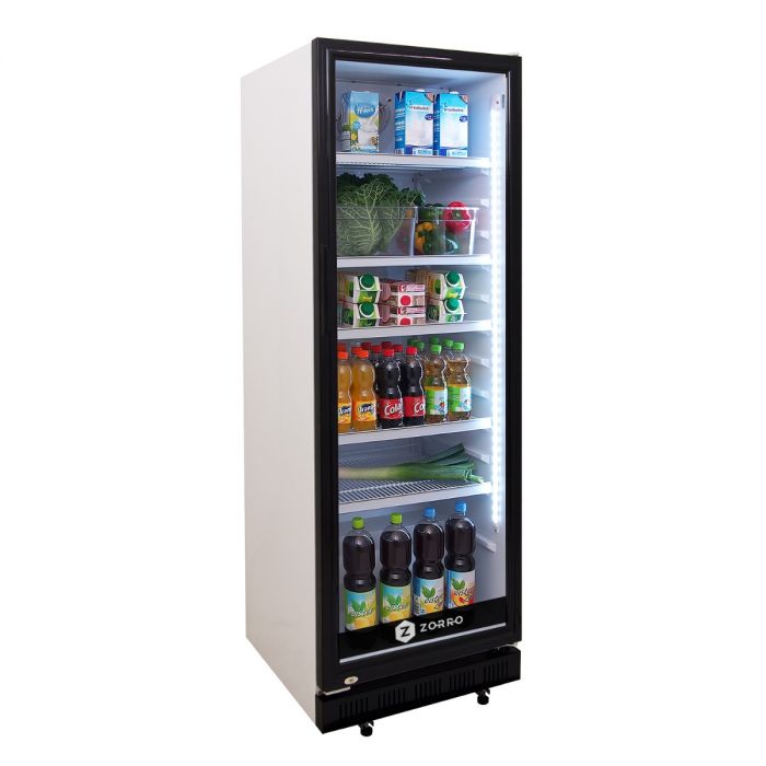 Getränkekühlschrank mit Glastür 460 Liter mit Werbetafel schwarz weiß, Getränkekühlschränke, Kühlschränke, Kühlen